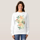 Sweatshirt Poche luxuriante et bouquet de rose crème (Devant entier)