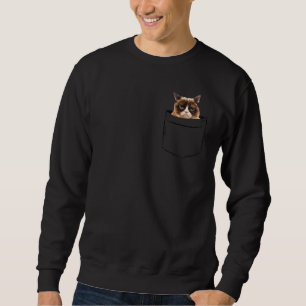 Sweatshirt Pocket Chat Grumpy Face, Amour R Papa Maman, Garço