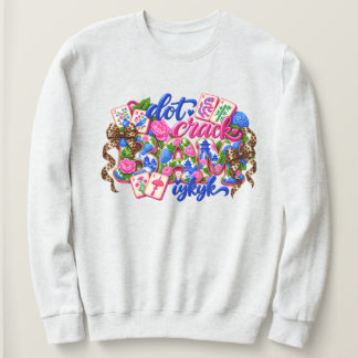 Sweatshirt Point Crac Bam Drôle Mahjong Rose Bleu Chinoiserie