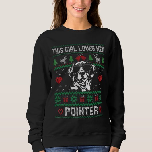 Sweatshirt Pointer Girl Cool Ugly Christmas for Dog Mom (Devant)