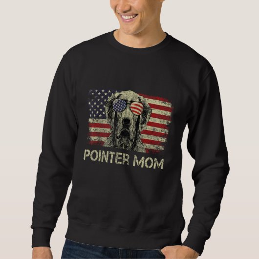 Sweatshirt Pointer Mom Dog American Flag 4th Of July (Devant)