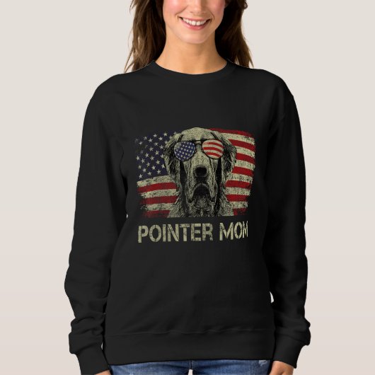 Sweatshirt Pointer Mom Dog American Flag 4th Of July (Devant)