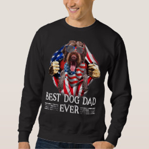 Sweatshirt Pointeur À poils durs allemand papa drapeau améric