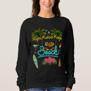 Sweatshirt Poipu Koloa Kauai Beach Palm d'été Surf Sun Set P