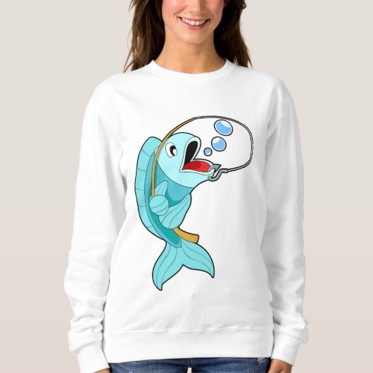 Sweatshirt Poisson avec canne à pêche (Devant)