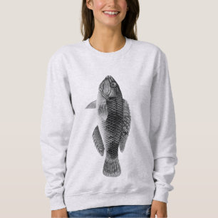 Sweatshirt Poisson de récif tropical des Caraïbes, noir, blan