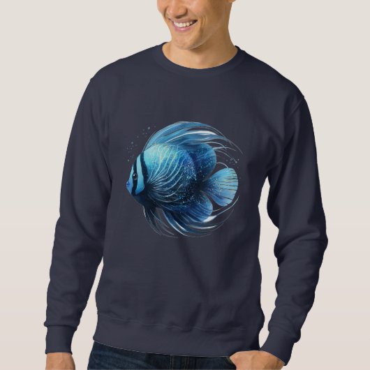 Sweatshirt Poisson Dynamique Bleu et Noir de l'Océan (Devant)
