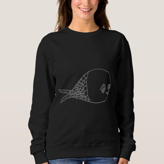 Sweatshirt Poisson Fatigué Sur Noir (Devant)