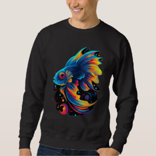 Sweatshirt Poisson Guppy Aquatique Géométrique Coloré Guppies