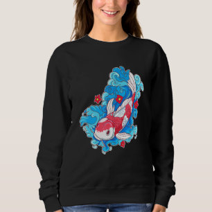 Sweatshirt Poisson Koi Et Fleurs Carpe Japonaise