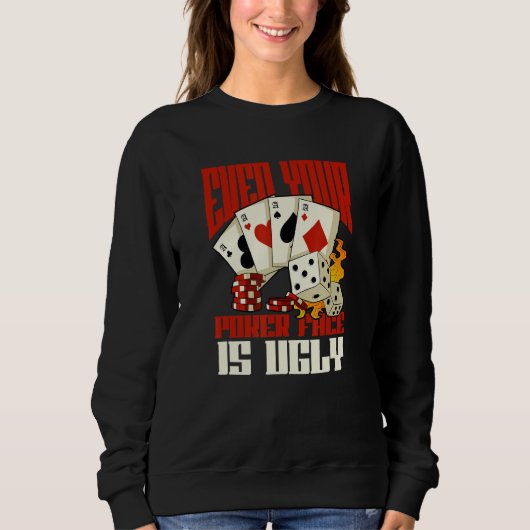 Sweatshirt Poker Casino Poker Player Gambling Roulette Retire (Devant)