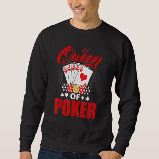 Sweatshirt Poker Queen Gambling Casino Card Game Hand Bluff F (Devant)