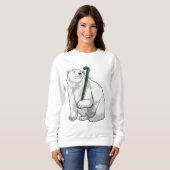 Sweatshirt Polar bear at Hockey with Hockey stick (Devant entier)