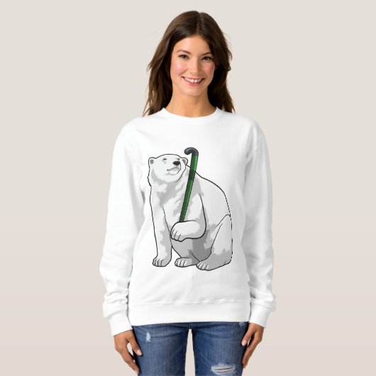Sweatshirt Polar bear at Hockey with Hockey stick (Devant entier)