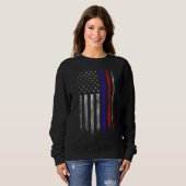 Sweatshirt Police des pompiers Drapeau Red & Blue Line (Devant entier)