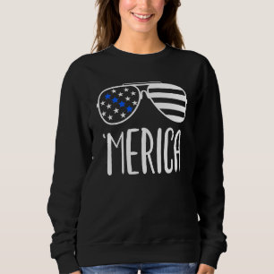 Sweatshirt Police Ligne bleue 4 juillet Merica Patriotic Matc