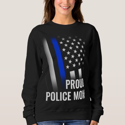 Sweatshirt Police Mom Printed On Back Proud Police Flag (Devant)