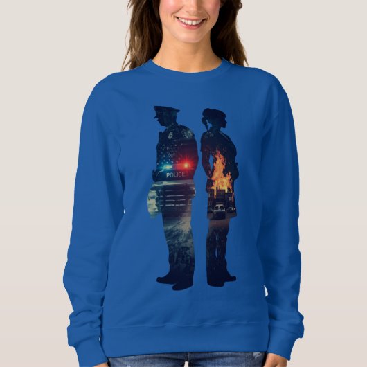 Sweatshirt Police Officer and Nurse Couple Silhouette (Devant)