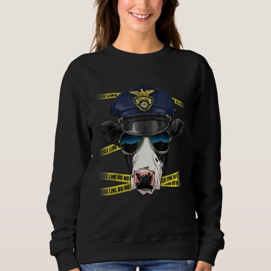 Sweatshirt Police Officer Cow Heifer PD Cop Crime Scene Farm  (Devant)