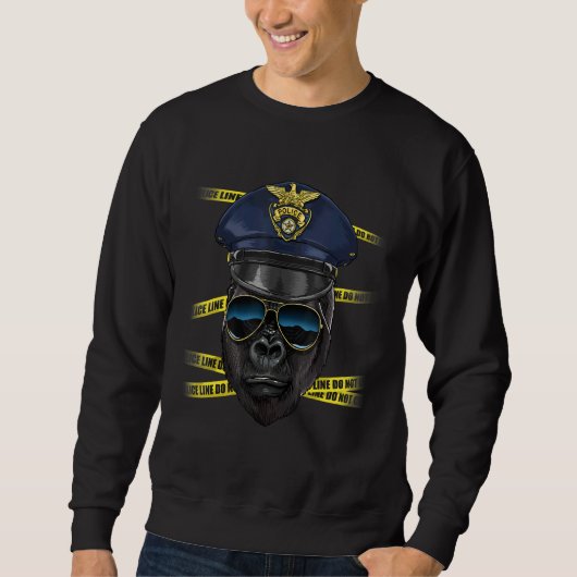 Sweatshirt Police Officer Gorilla PD Cop Crime Scene Primate  (Devant)