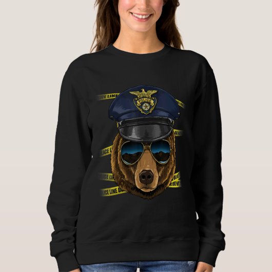 Sweatshirt Police Officer Grizzly Bear PD Cop Crime Scene Bea (Devant)