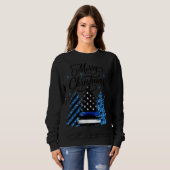 Sweatshirt Police Officier Ligne Bleue Mince Drapeau Arbre de (Devant entier)