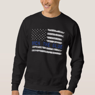 Sweatshirt Police Officier Vintage Drapeau Retour Le Bleu Amé
