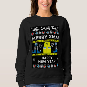 Sweatshirt polo shirt agent de police Noël pull hideux