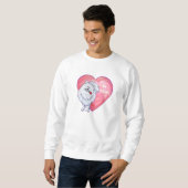 Sweatshirt Pomeranian blanc Saint-Valentin (Devant entier)