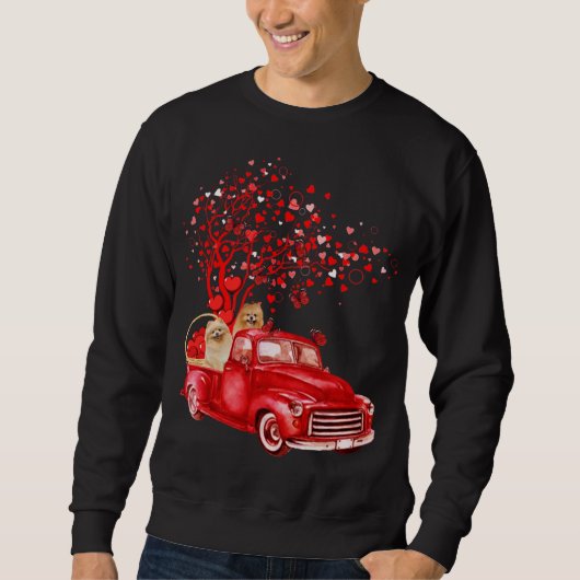 Sweatshirt Pomeranian équitation Camion Rouge Saint-Valentin  (Devant)