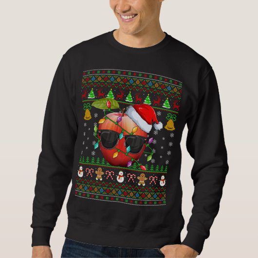 Sweatshirt Pomme Fruit Amant Noël Chapeau de Noël Pomme laide (Devant)