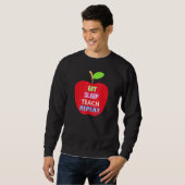 Sweatshirt Pomme Pour Enseignant Manger Dormir Enseigner Répé (Devant entier)
