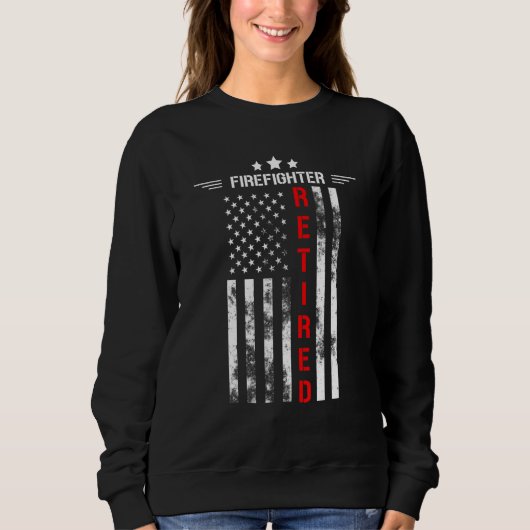 Sweatshirt Pompier Retraité US Drapeau mince Red Line Retrait (Devant)