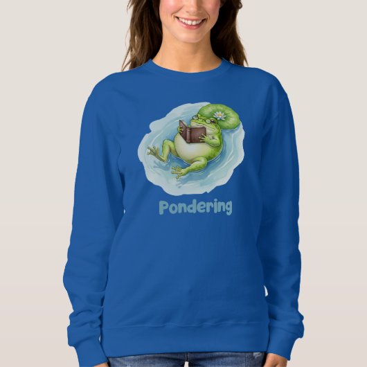 Sweatshirt Pondering Frog Reading Book (Devant)