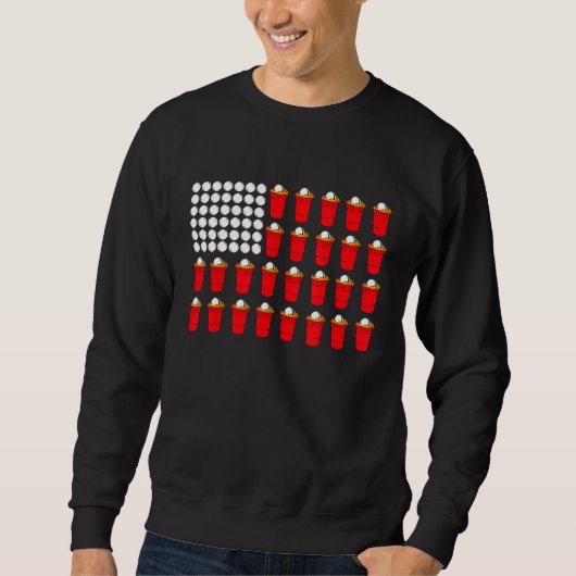 Sweatshirt Pong de Bière Drapeau Américain (Devant)