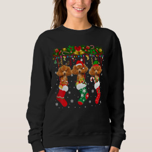 Sweatshirt Poodé Dans Le Sock Xmas Reindeer Père Noël Elf Chi