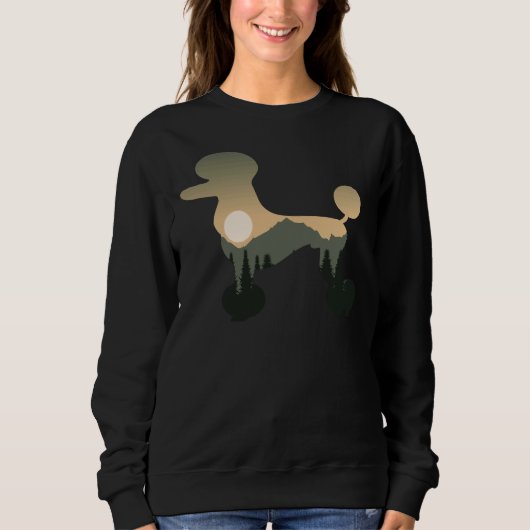Sweatshirt Poodle Chien Forest Mountain Sunset (Devant)