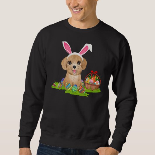 Sweatshirt Poodle Chien Oeufs de Pâques Chasse Bunny Poodle P (Devant)