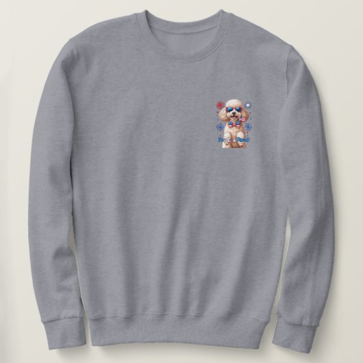 Sweatshirt Poodle & Fier - T-shirt 4 juillet chien (Design devant)