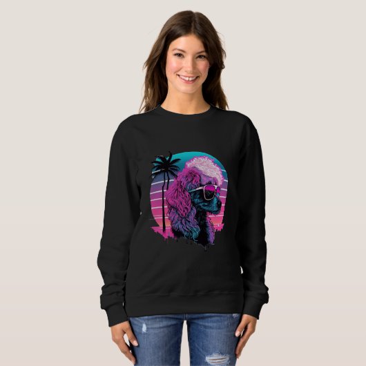 Sweatshirt Poodle s Synthwave Dreamland (Devant entier)