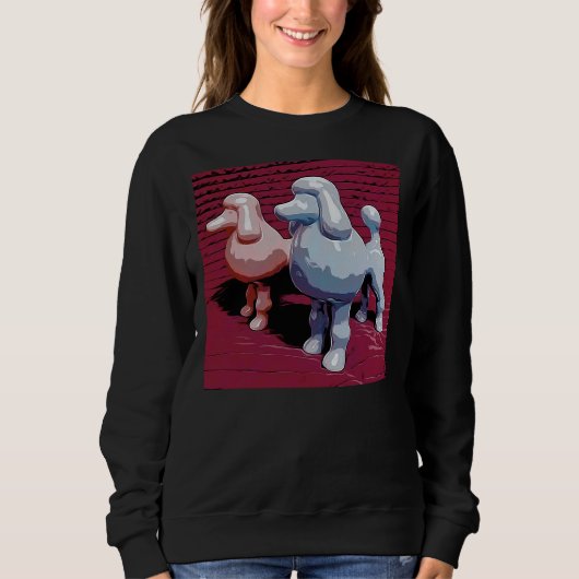 Sweatshirt Poodles Bleus Et Rose 3D (Devant)