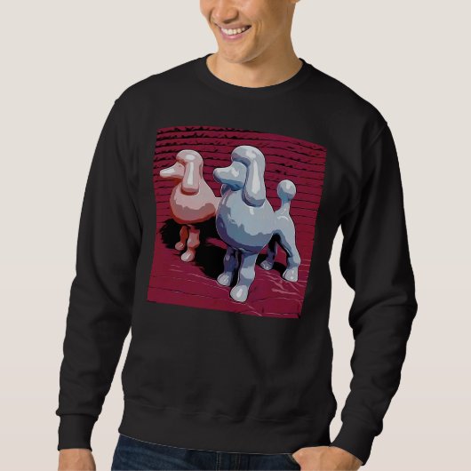 Sweatshirt Poodles Bleus Et Rose 3D (Devant)