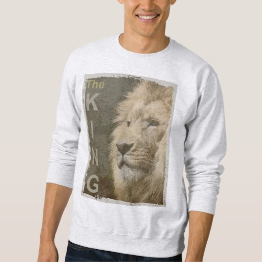 Sweatshirt Pop Art Lion Head The King Modern Elegant Mens (Devant)