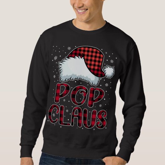 Sweatshirt Pop Claus Joyeux Buffalo Noël Plaid Red Père Noël (Devant)