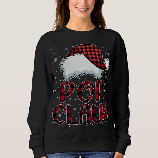 Sweatshirt Pop Claus Joyeux Buffalo Noël Plaid Red Père Noël (Devant)