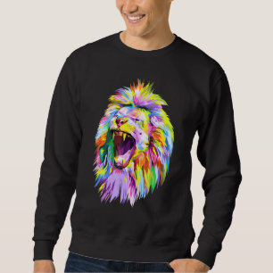 Sweatshirt Pop De Tête De Lion Coloré Pour Lions