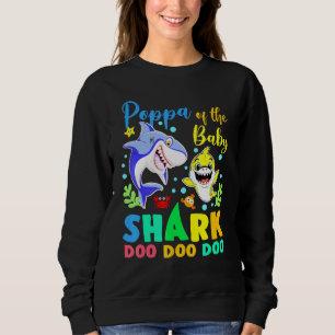 Sweatshirt Poppa De L'Anniversaire Garçon Requin Bleu Jaune D