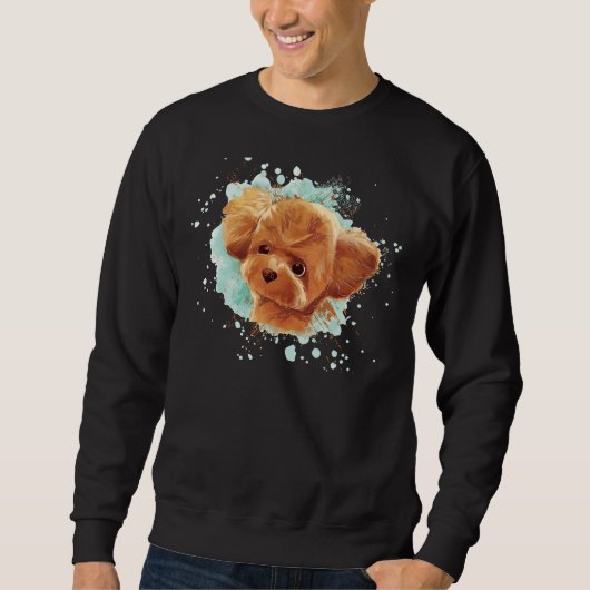 Sweatshirt Portrait Poodé Brown si mignon (Devant)