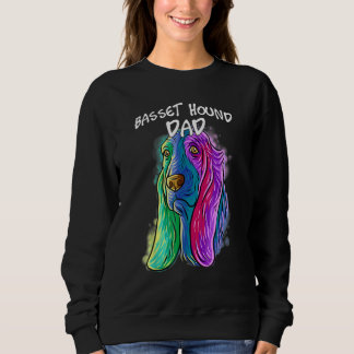 Sweatshirt Portrait Pop Coloré Basset Hound Chien Papa Père