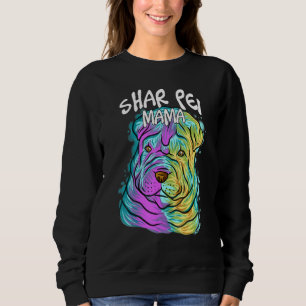 Sweatshirt Portrait Pop coloré Shar Pei Chien Maman Mère Mère